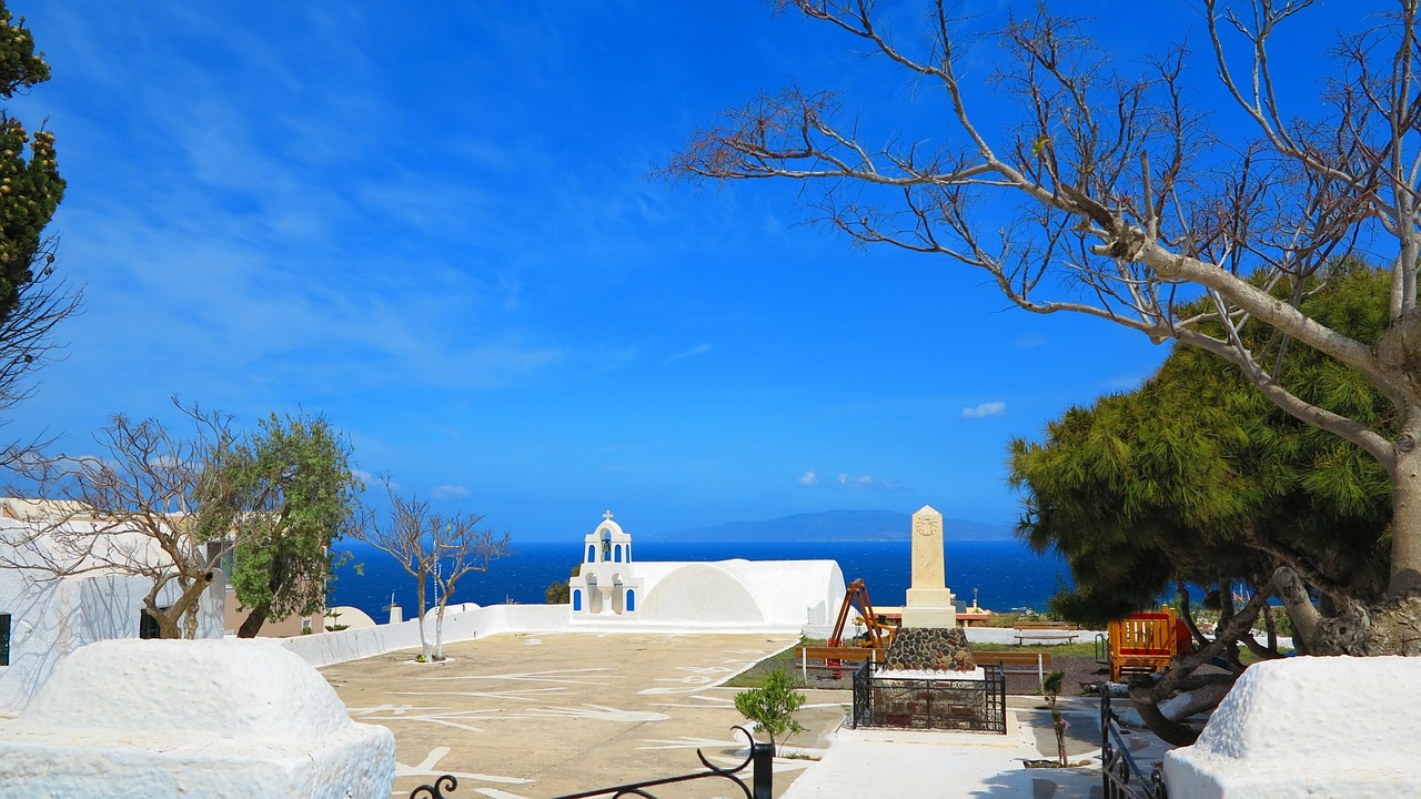 santorini greece white houses free photo