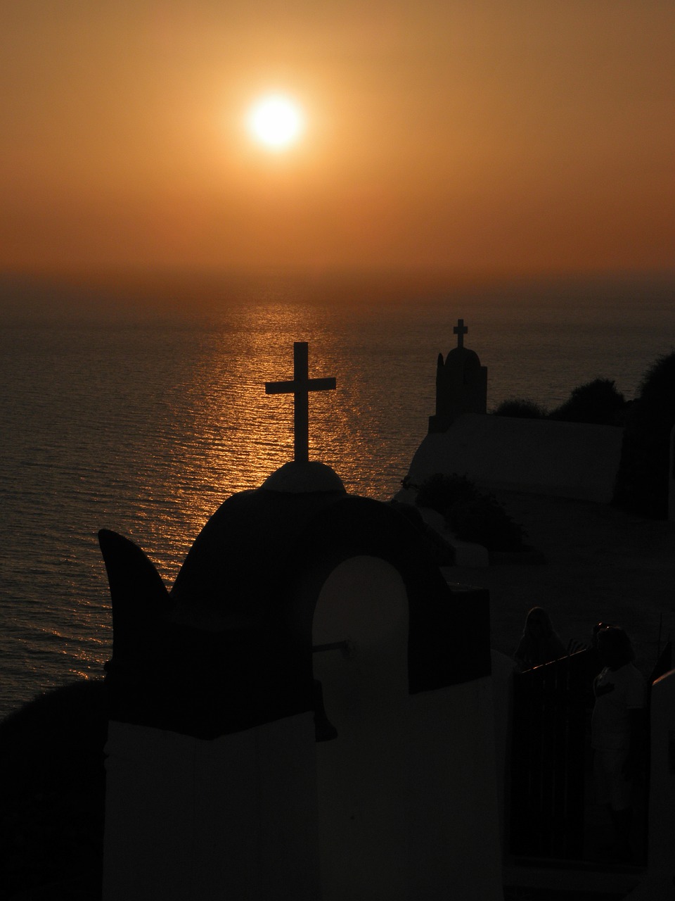 santorini church sunset free photo