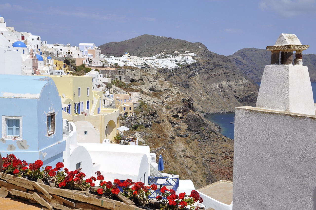 santorini white blue free photo