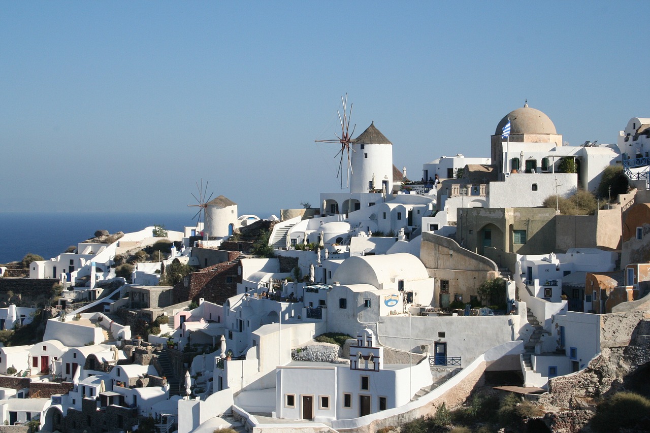 santorini greek island white houses free photo