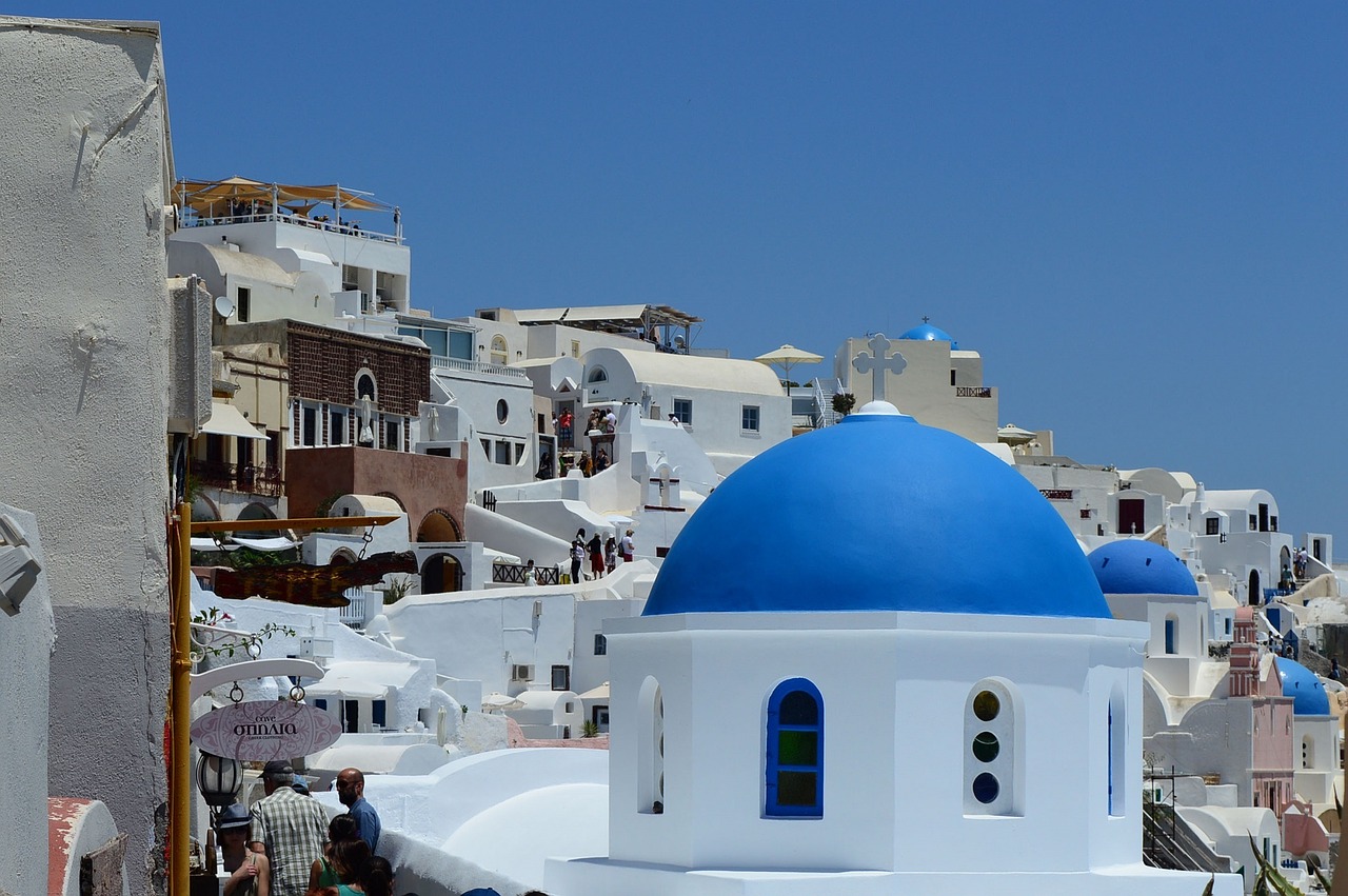 santorini island village free photo