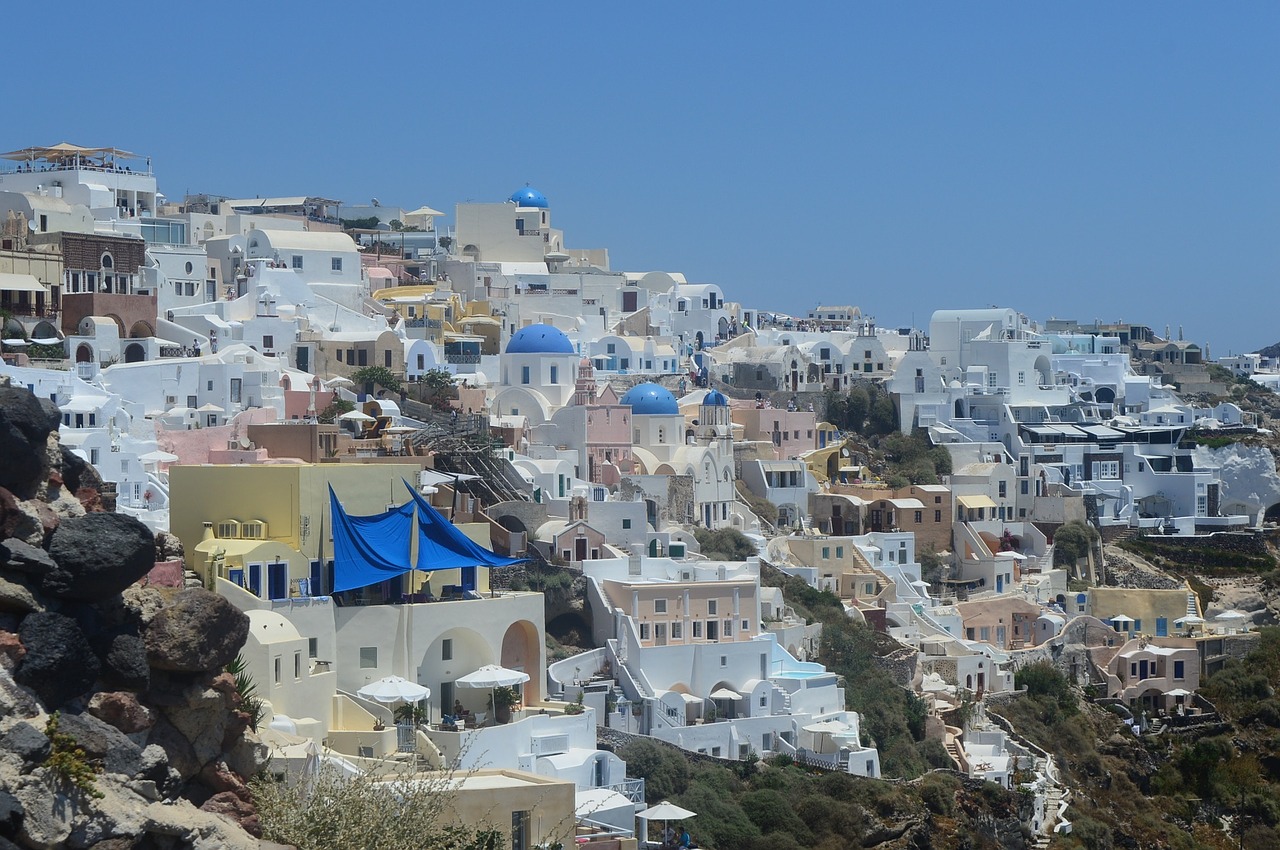 santorini island village free photo