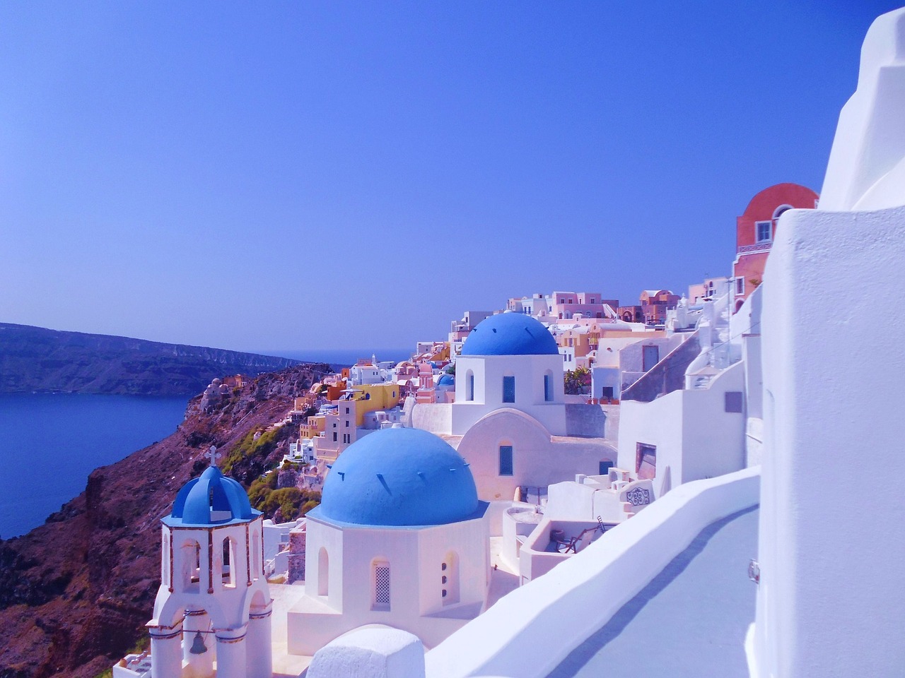 santorini island village free photo