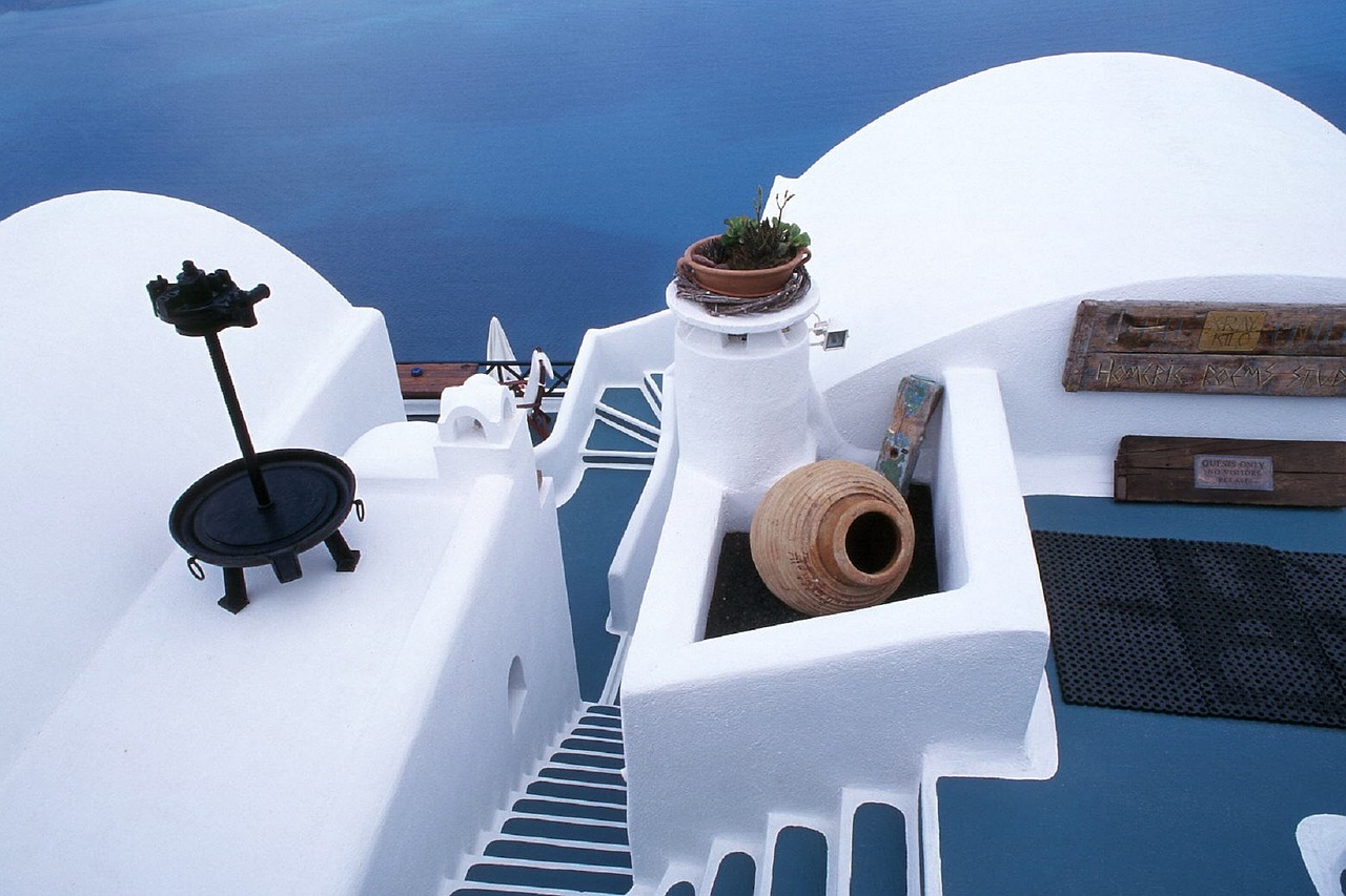 santorini island village free photo