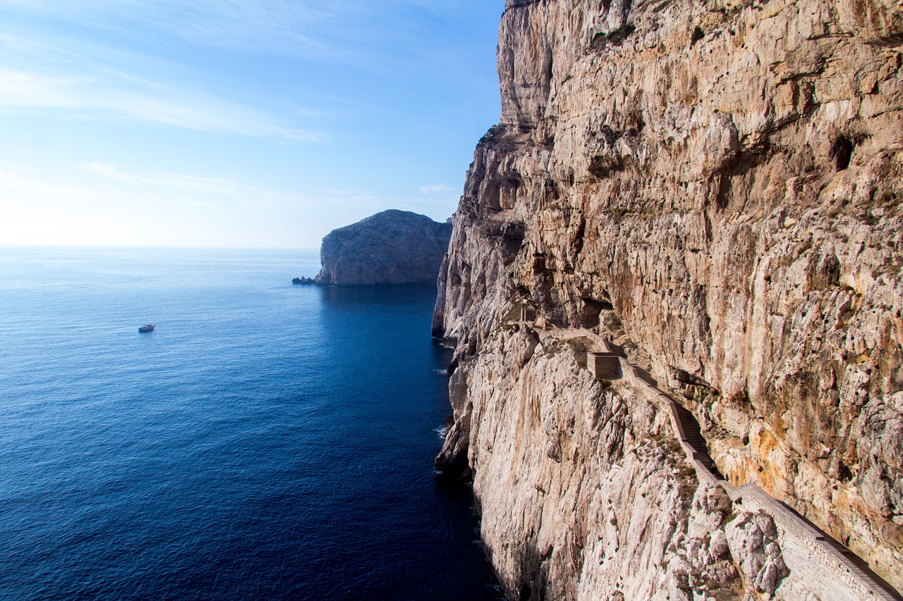 sardinia stairs sea free photo