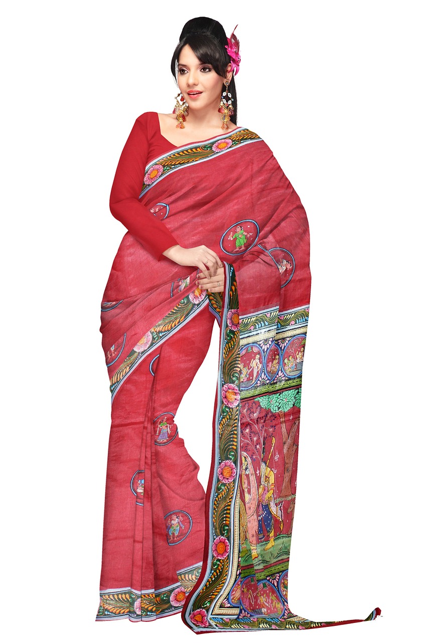 sari red woman free photo