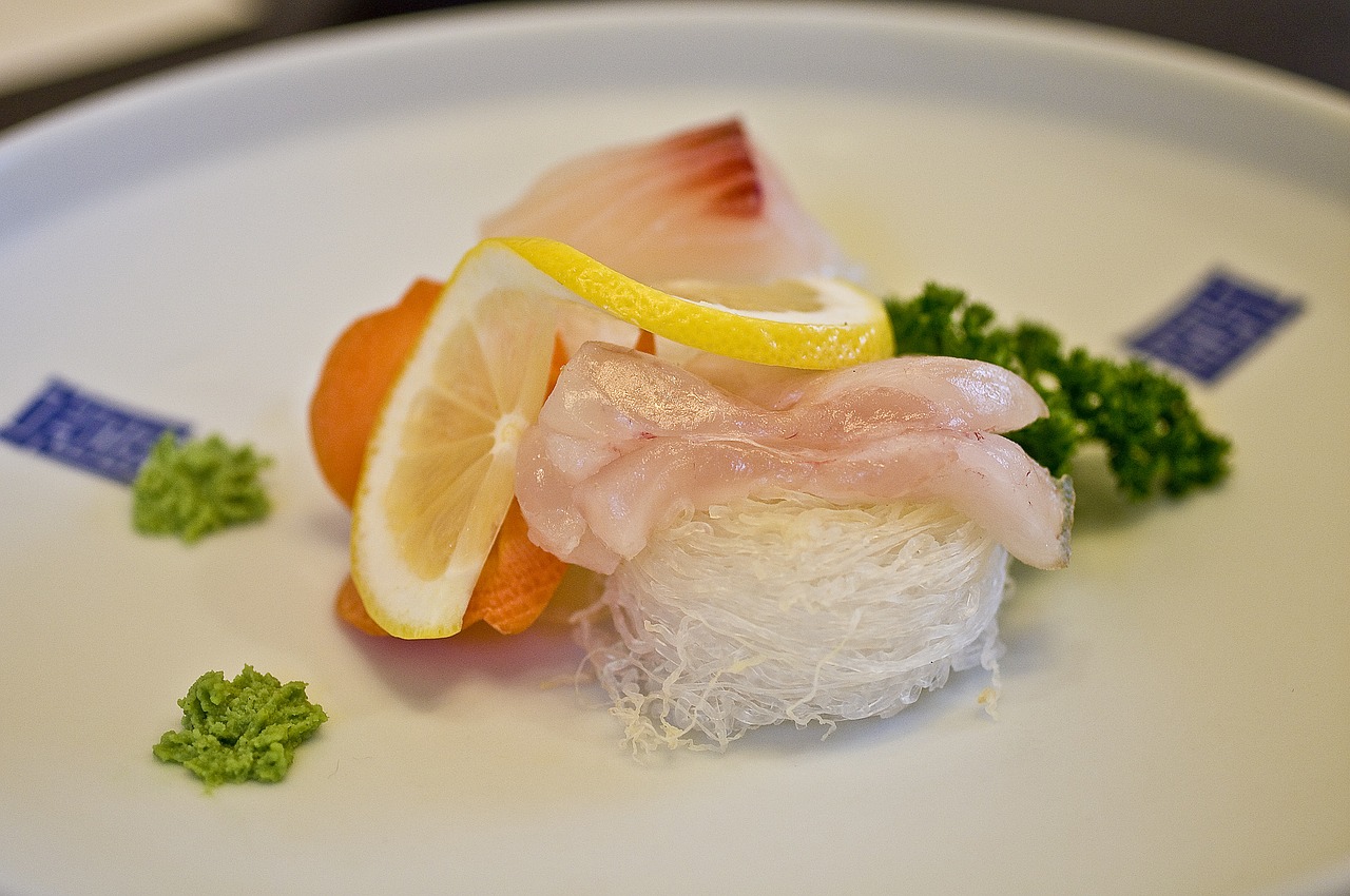 sashimi wasabi lemon free photo