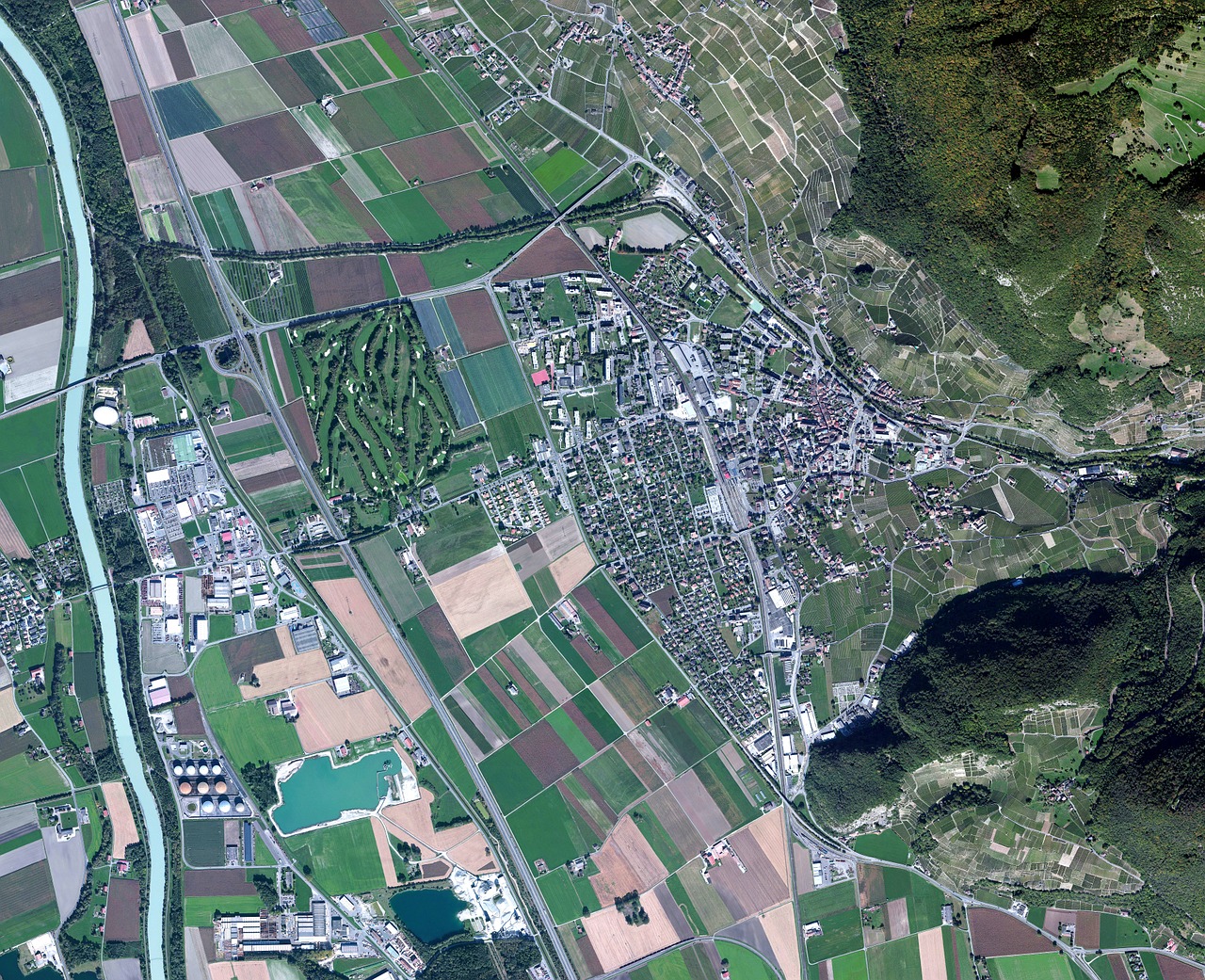 satellite photo europe small town free photo