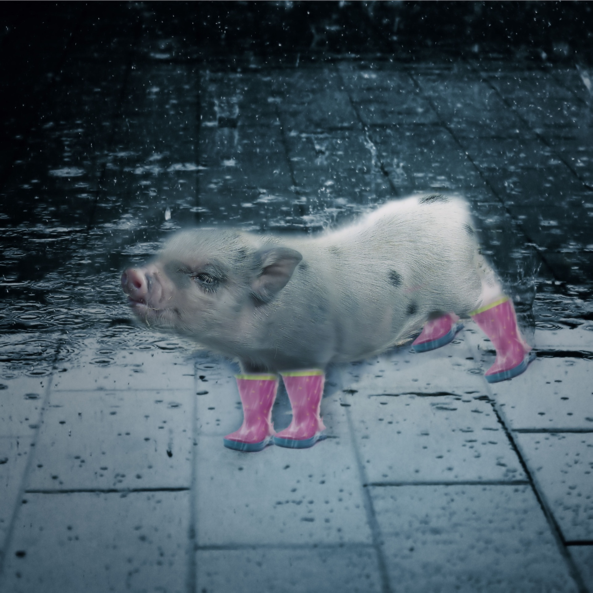 rain pig bad weather free photo