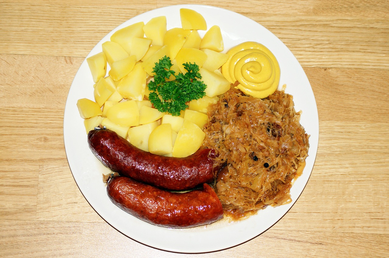 sausage sauerkraut potatoes free photo