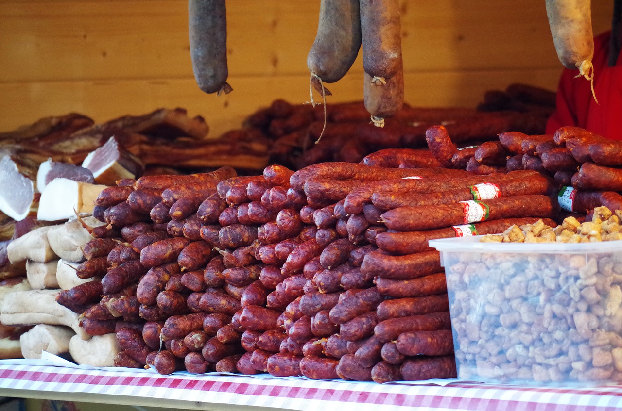 sausage meat stand free photo