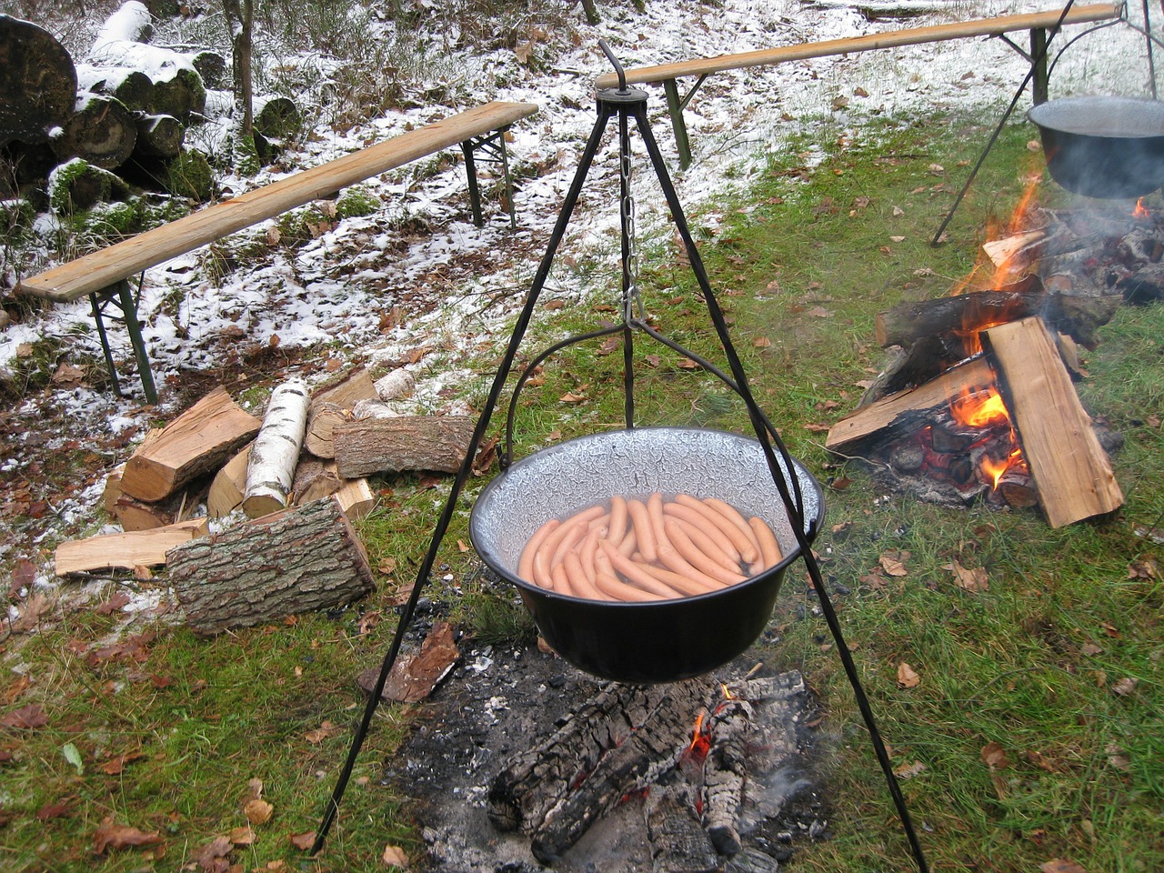 sausage boiler fireplace outdoor free photo