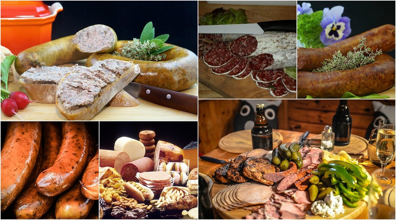 sausages meat collage free photo