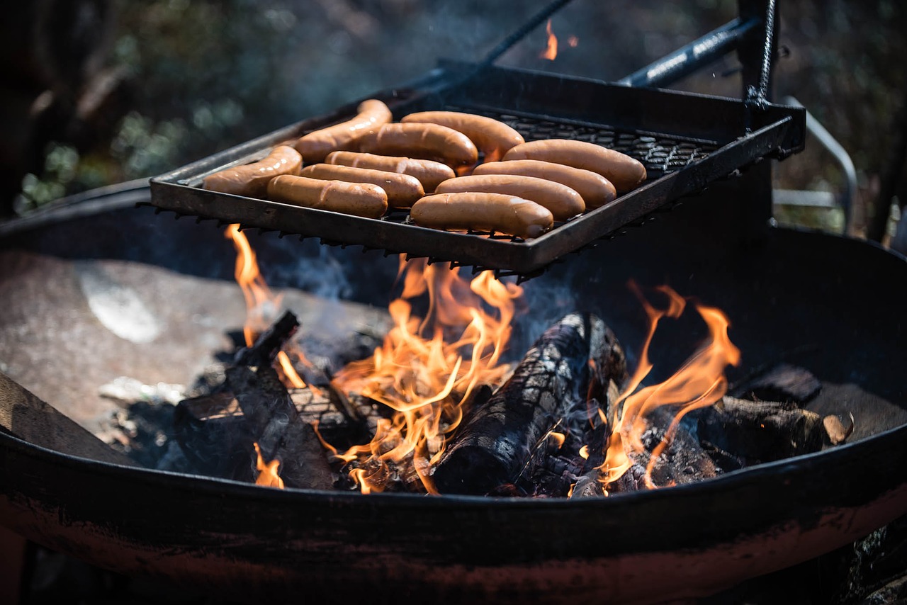 sausages fire picnic free photo