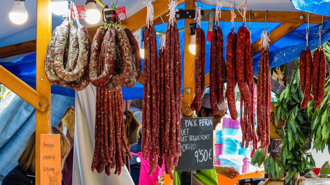 sausages  hangs  market free photo