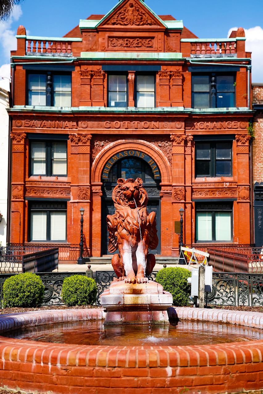 savannah fountain historic free photo