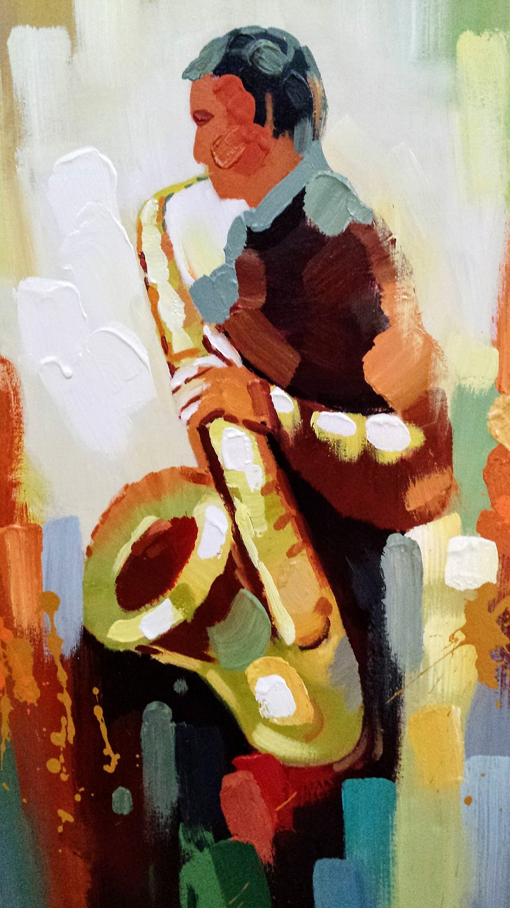 saxophone painting art free photo