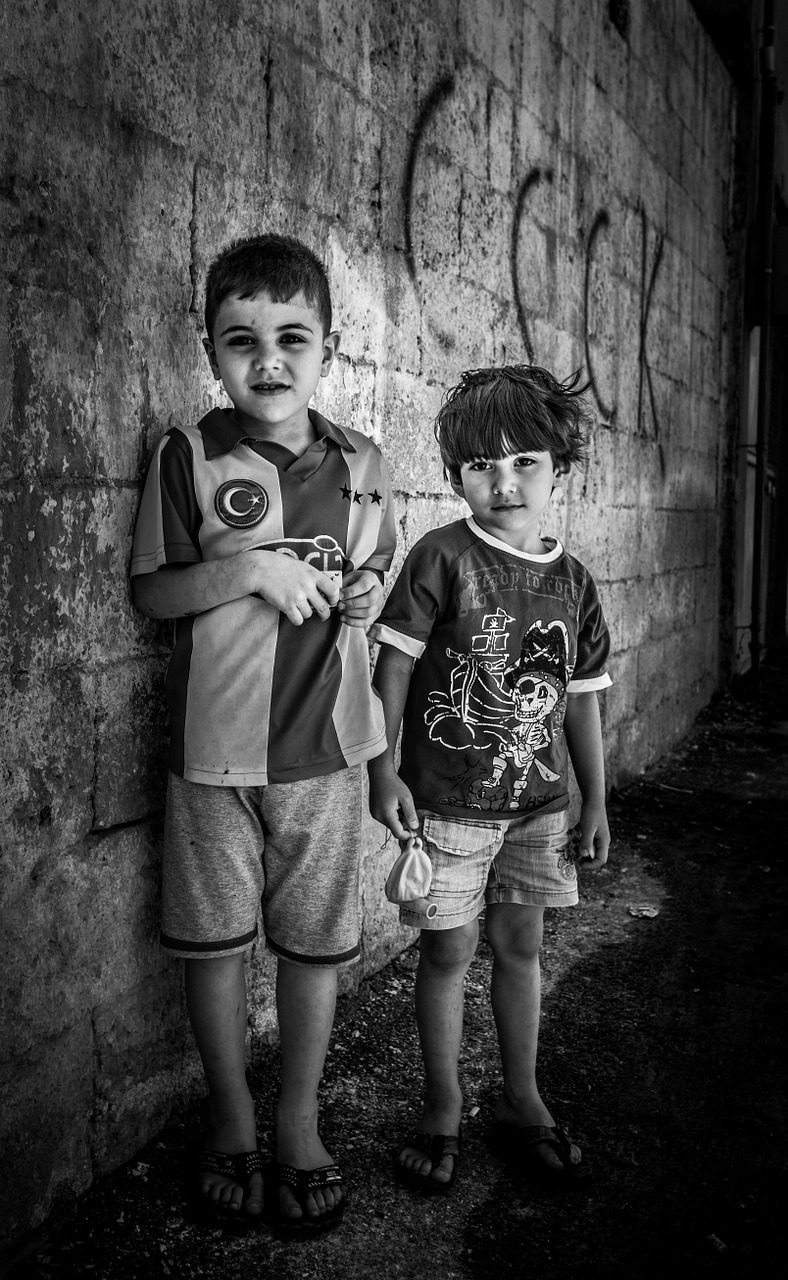 child black and white brother free photo