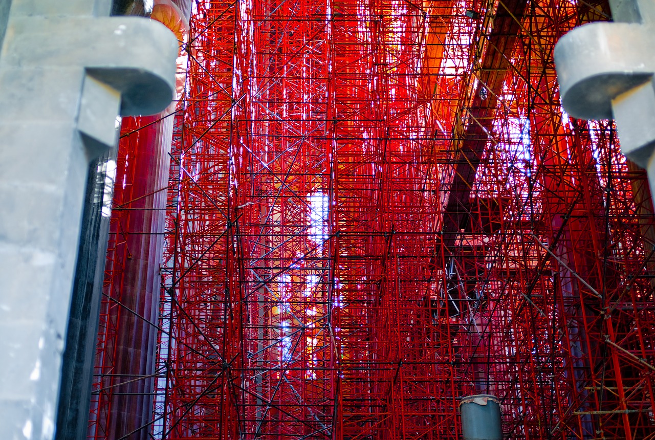 scaffolding  red  church free photo