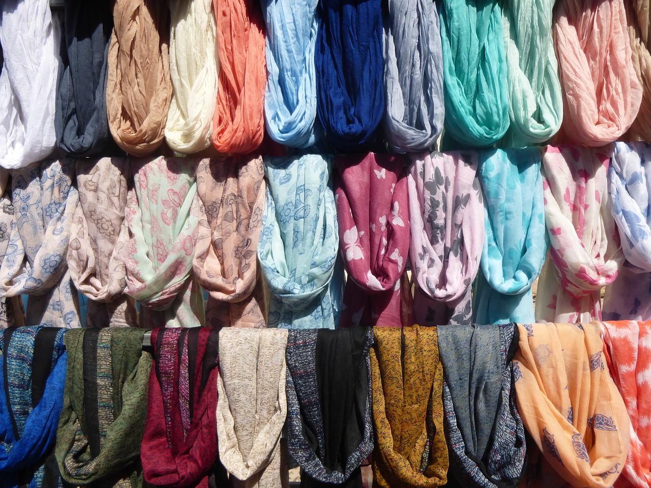 scarf colorful market stall free photo