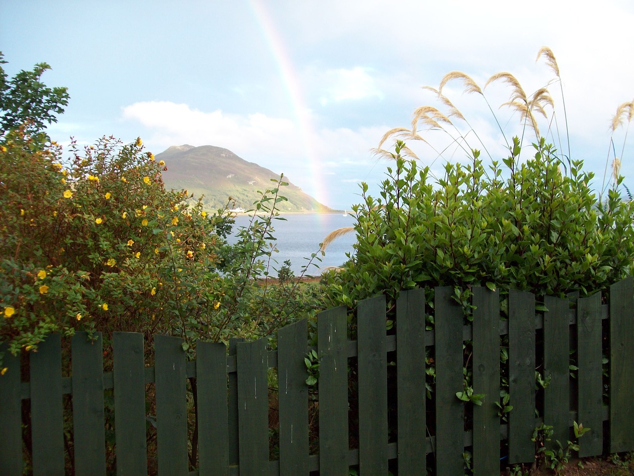 scene rainbow fence free photo