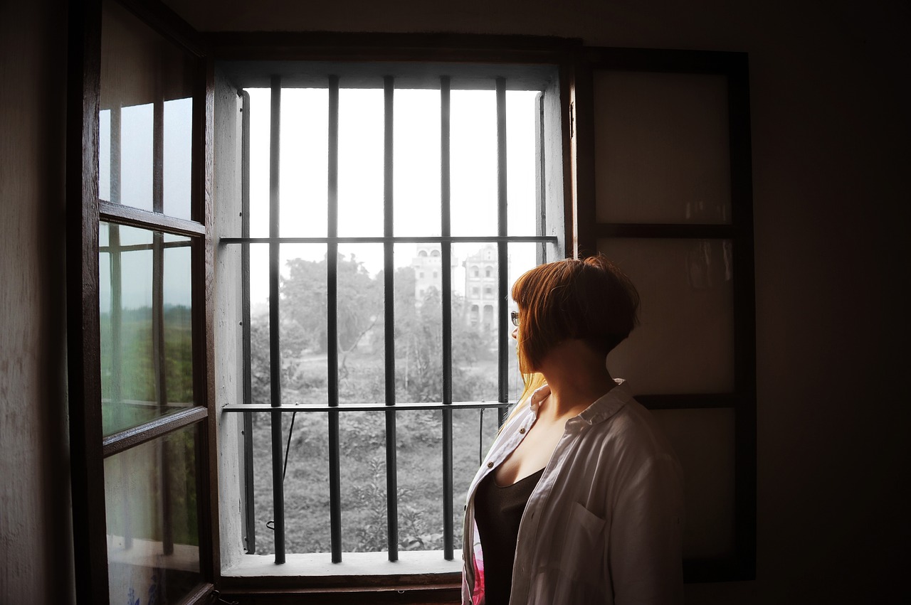 scene windows woman free photo