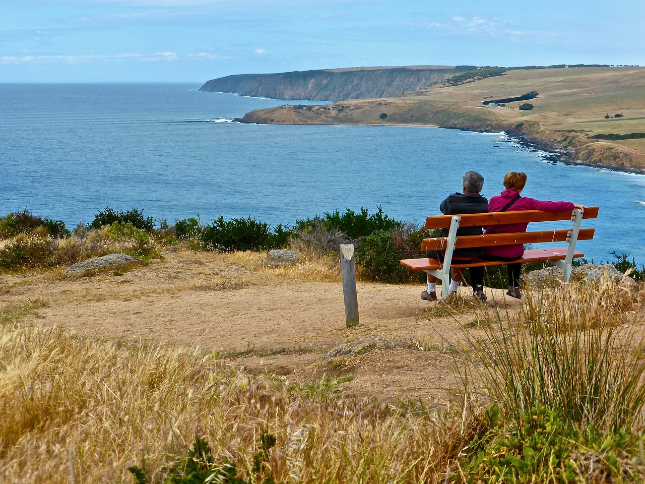 scenery couple admiring free photo