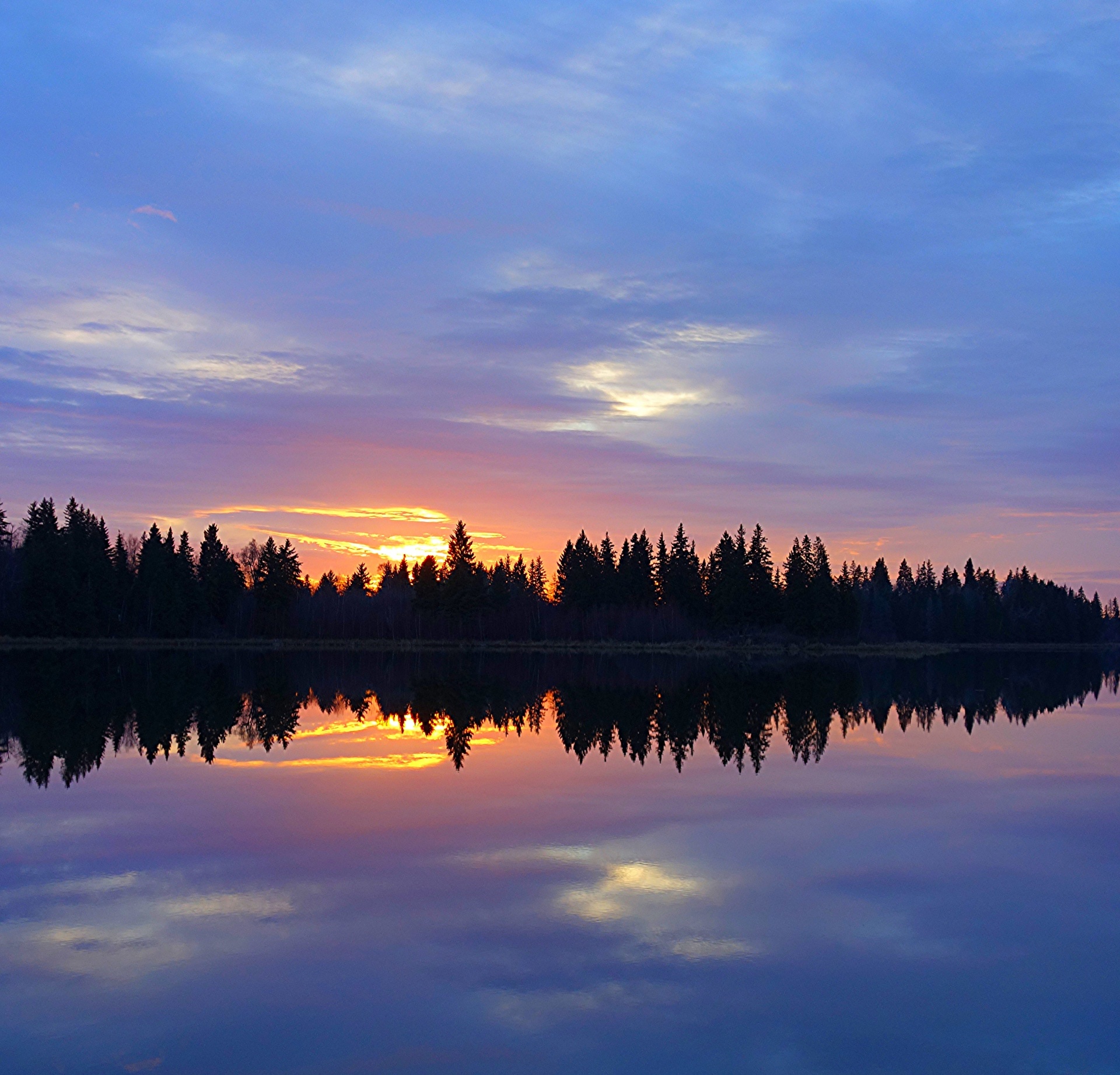 sunset lake reflection free photo