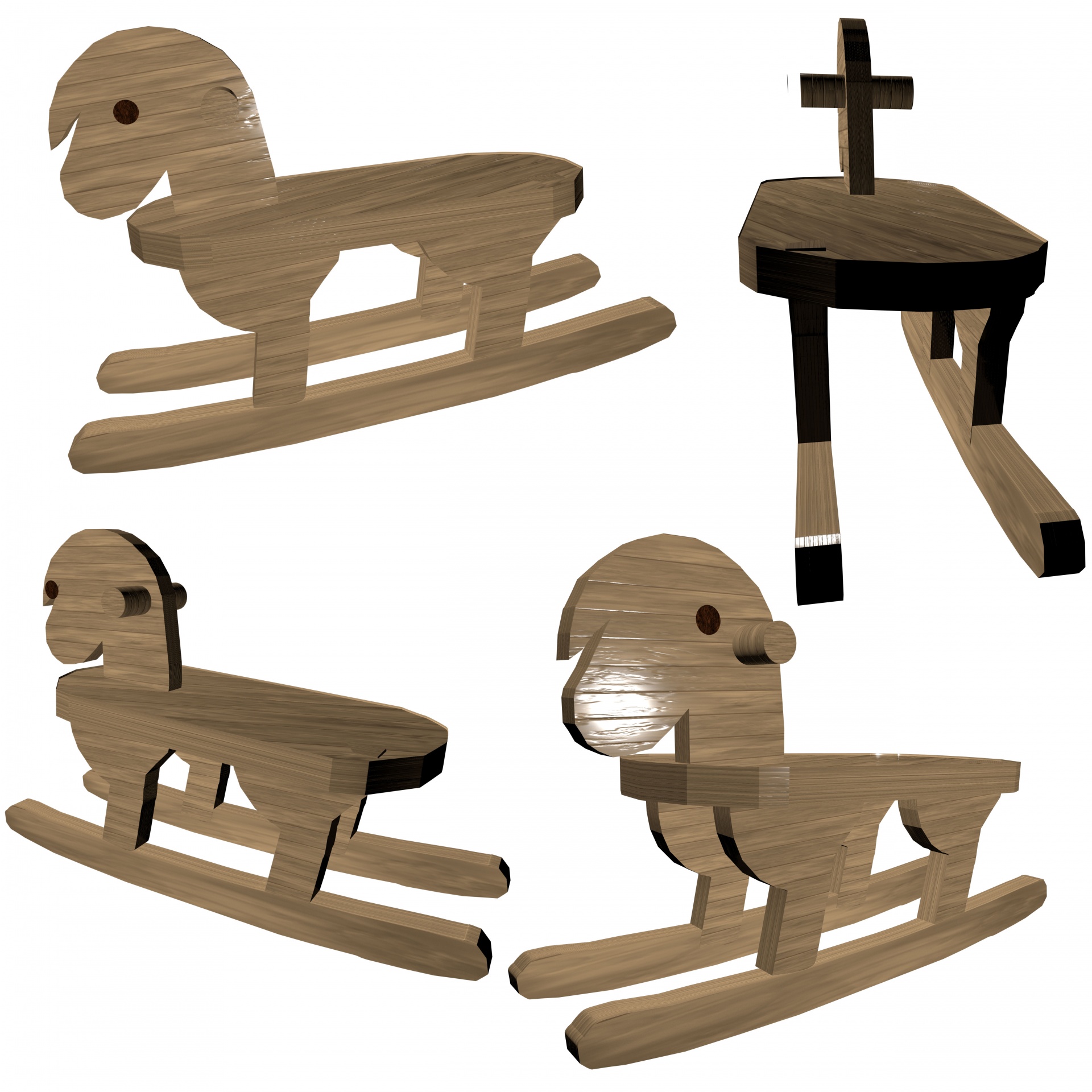 rocking horse wood png free photo