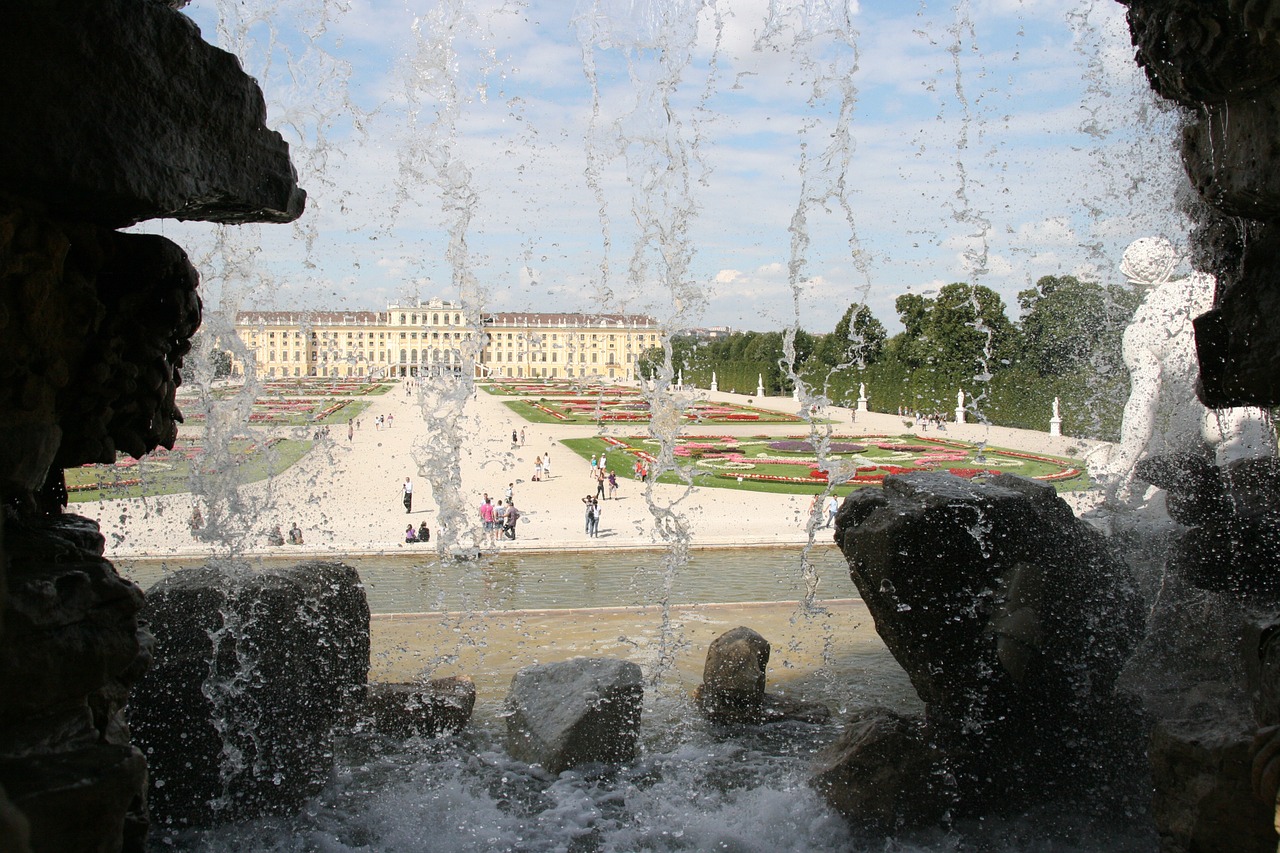 schönbrunn palace park waterfall free photo