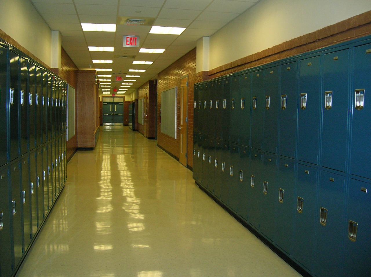 school lockers hallway free photo
