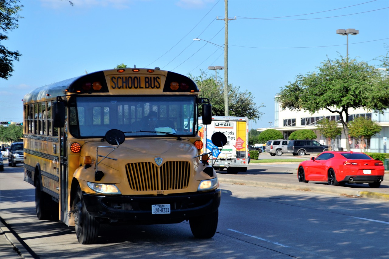 school bus houston texas street free photo