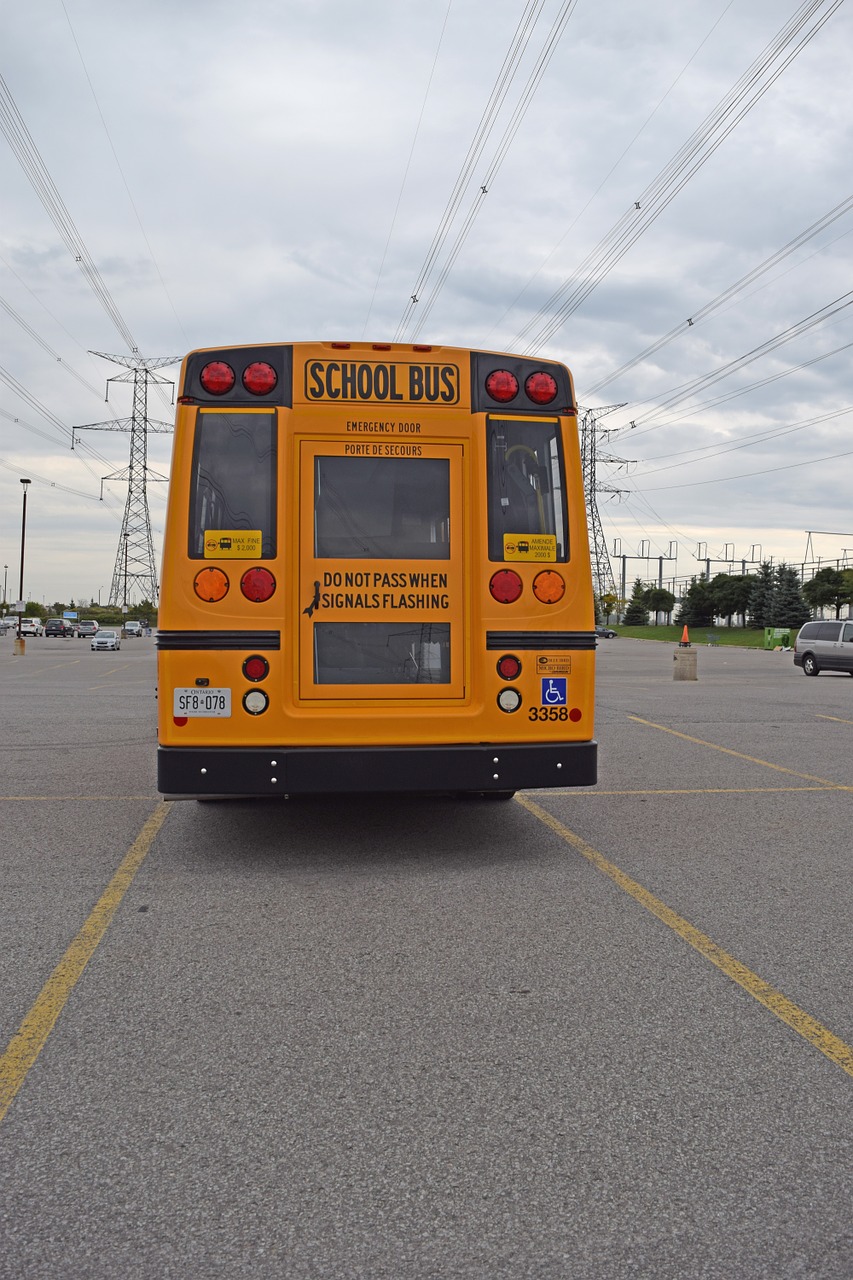 school bus back orange free photo