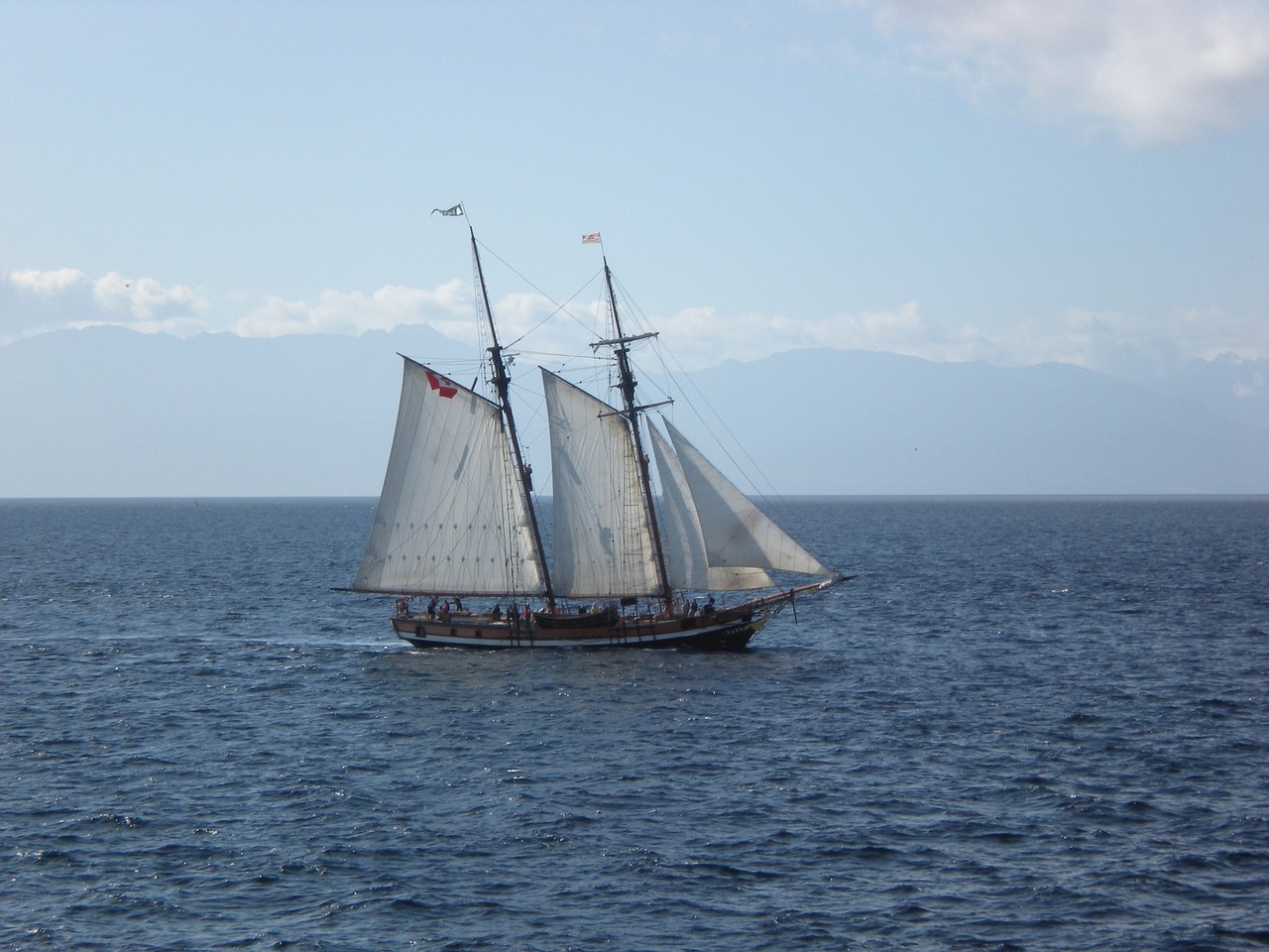 schooner sailing sea free photo