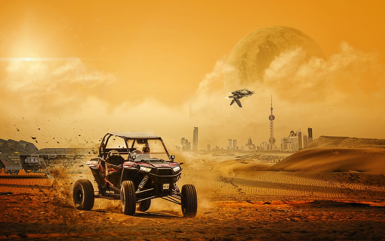 science fiction  beach buggy  spaceship free photo