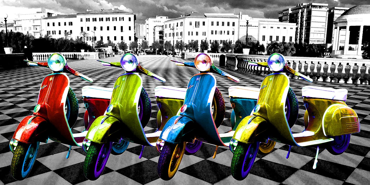 scooters bikes artwork free photo