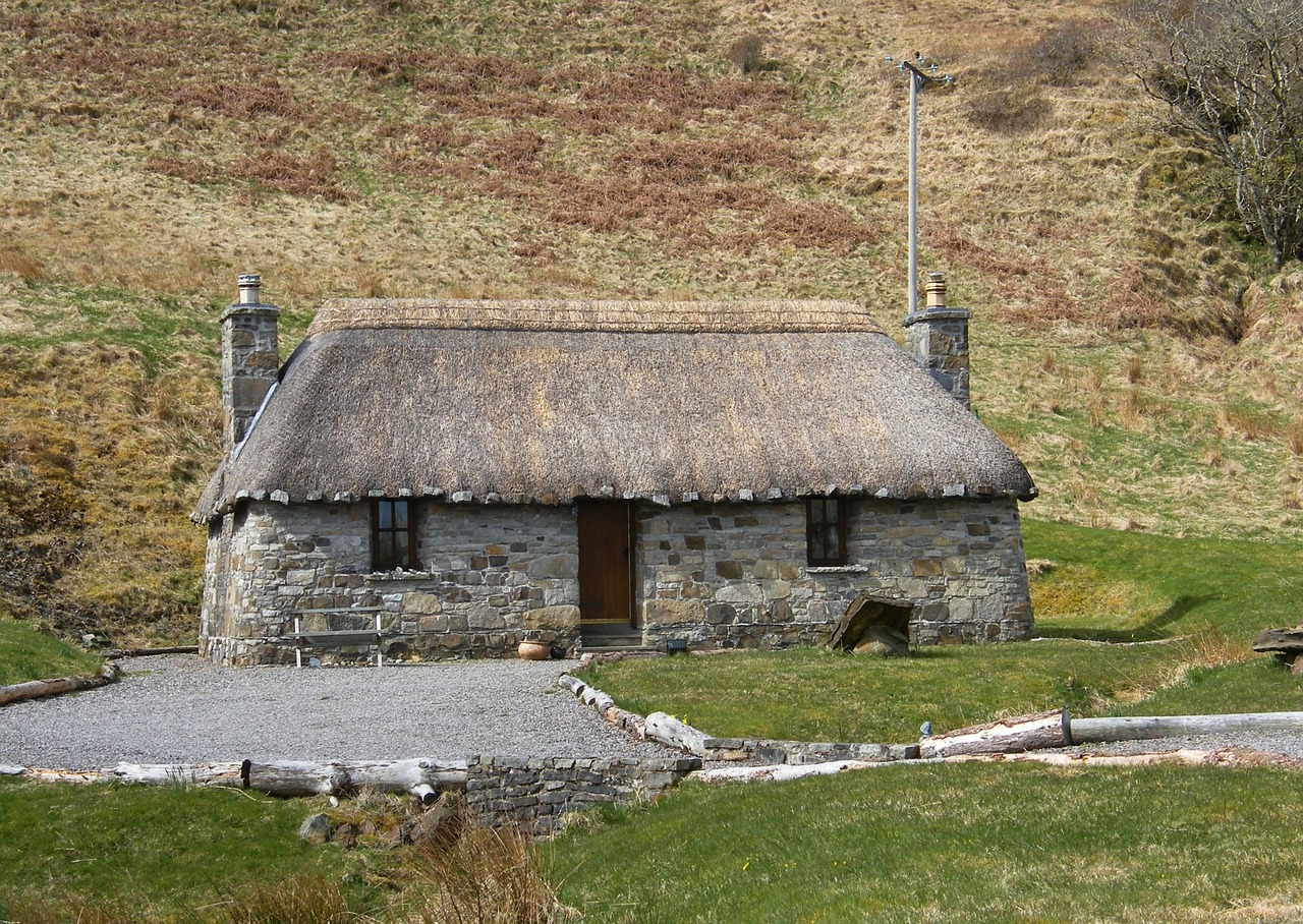 scotland isle of skye thatched cottage free photo