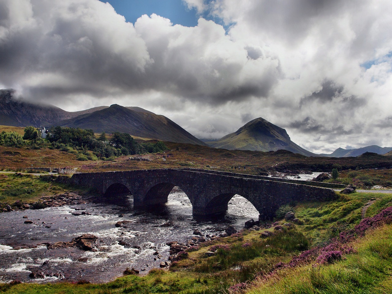 scotland bridge clouds free photo