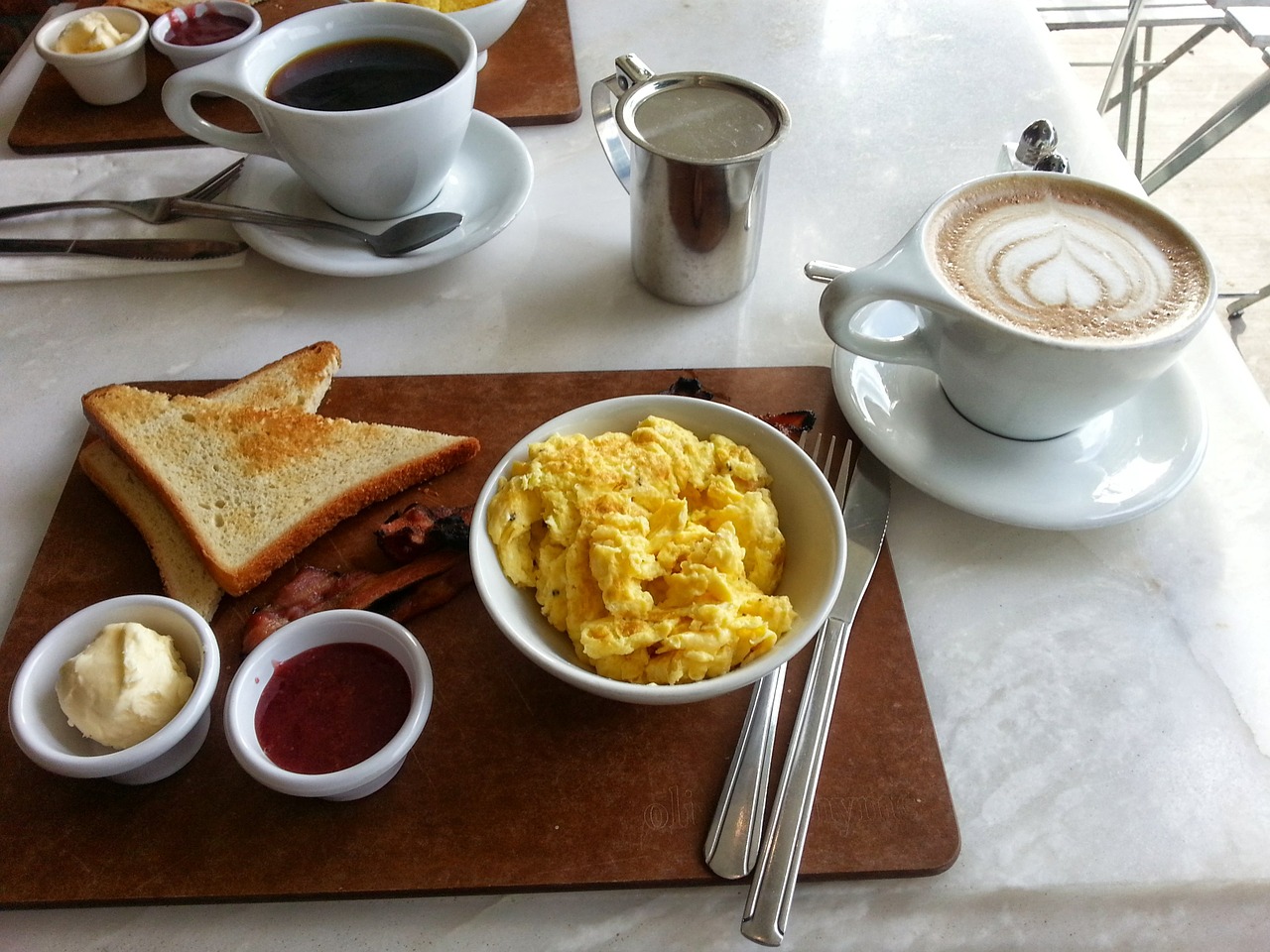 scrambled eggs breakfast coffee free photo