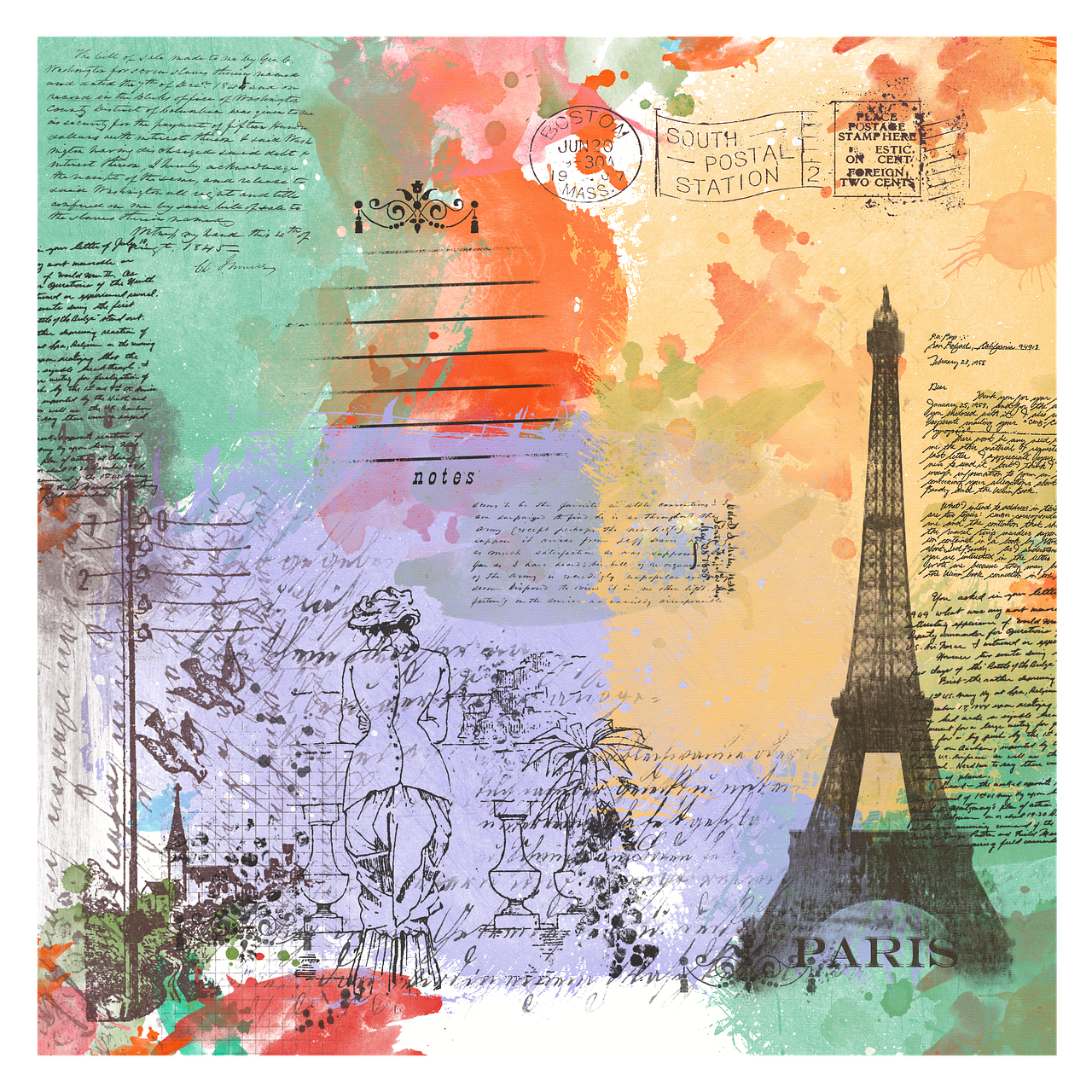 scrapbook  paris  vintage free photo