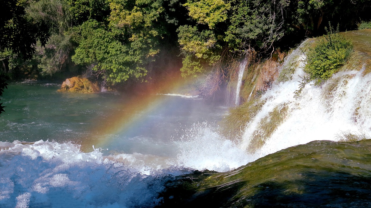 screen rainbow colors waterfall free photo