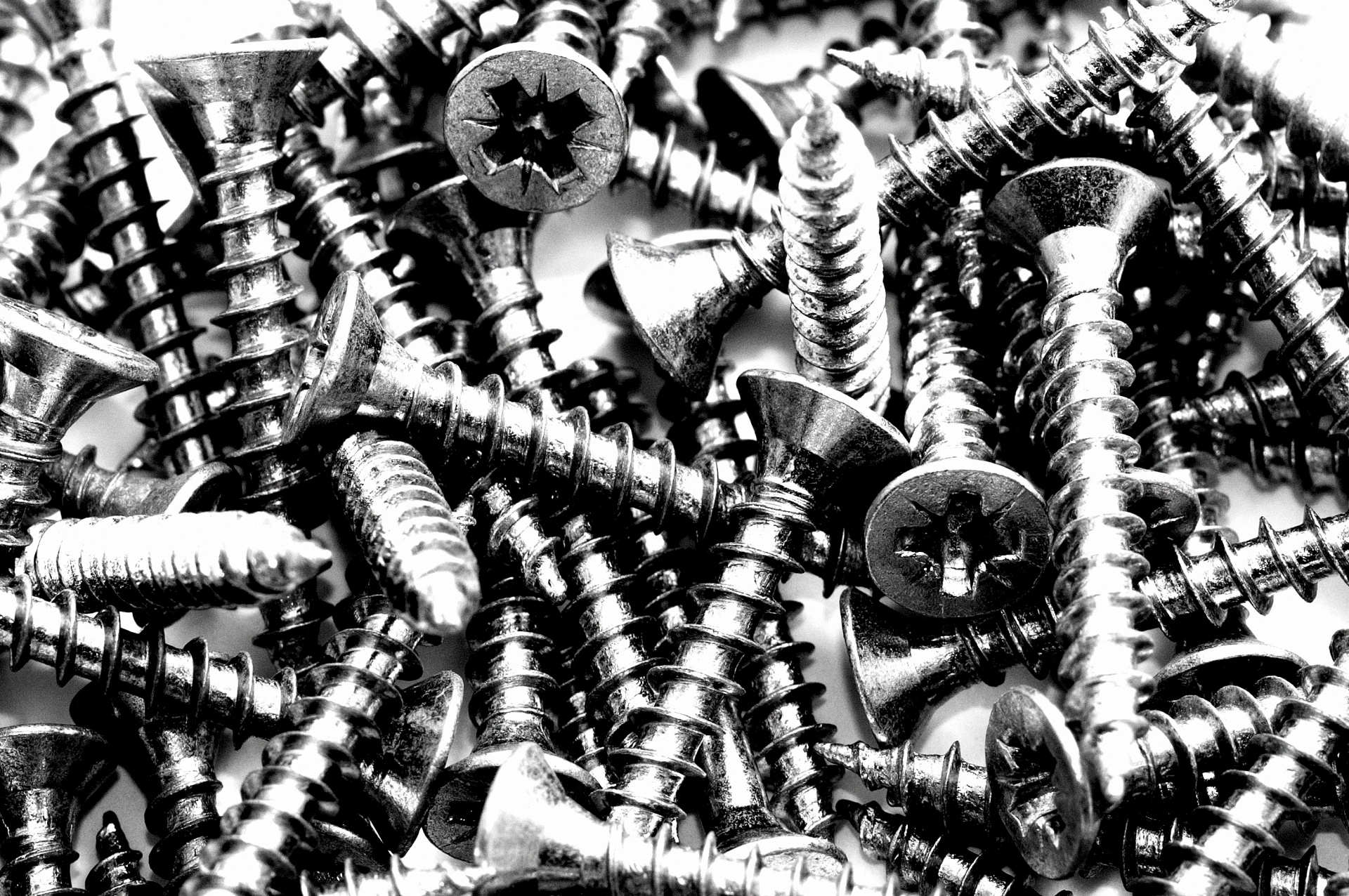 screws black white mess free photo