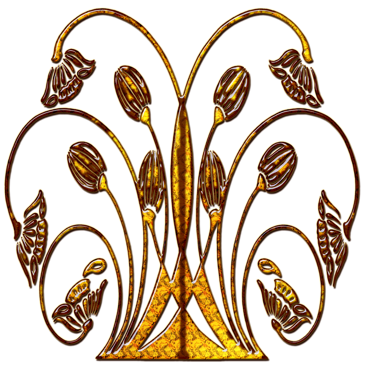 scroll gold floral design free photo