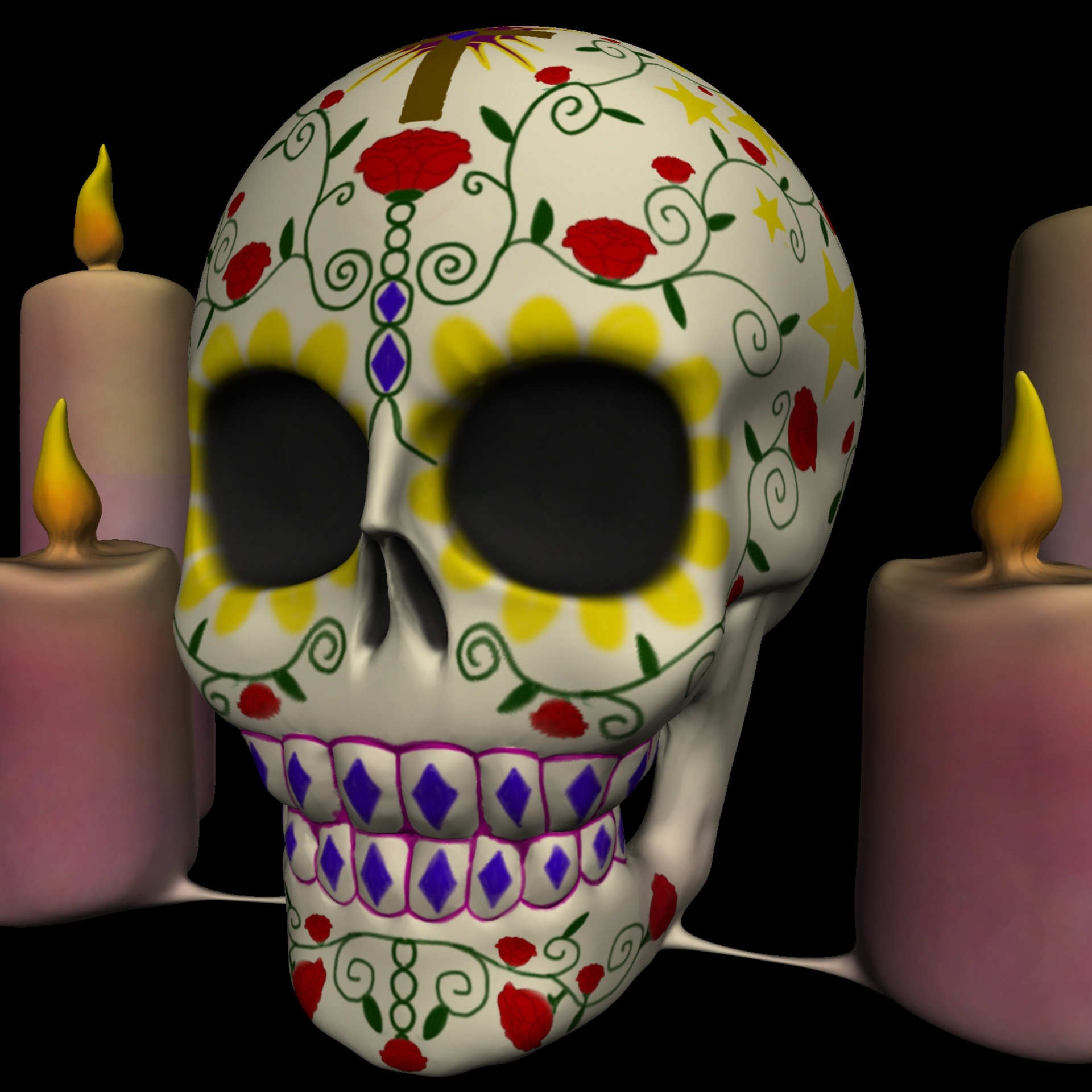 skull tattoo candles free photo