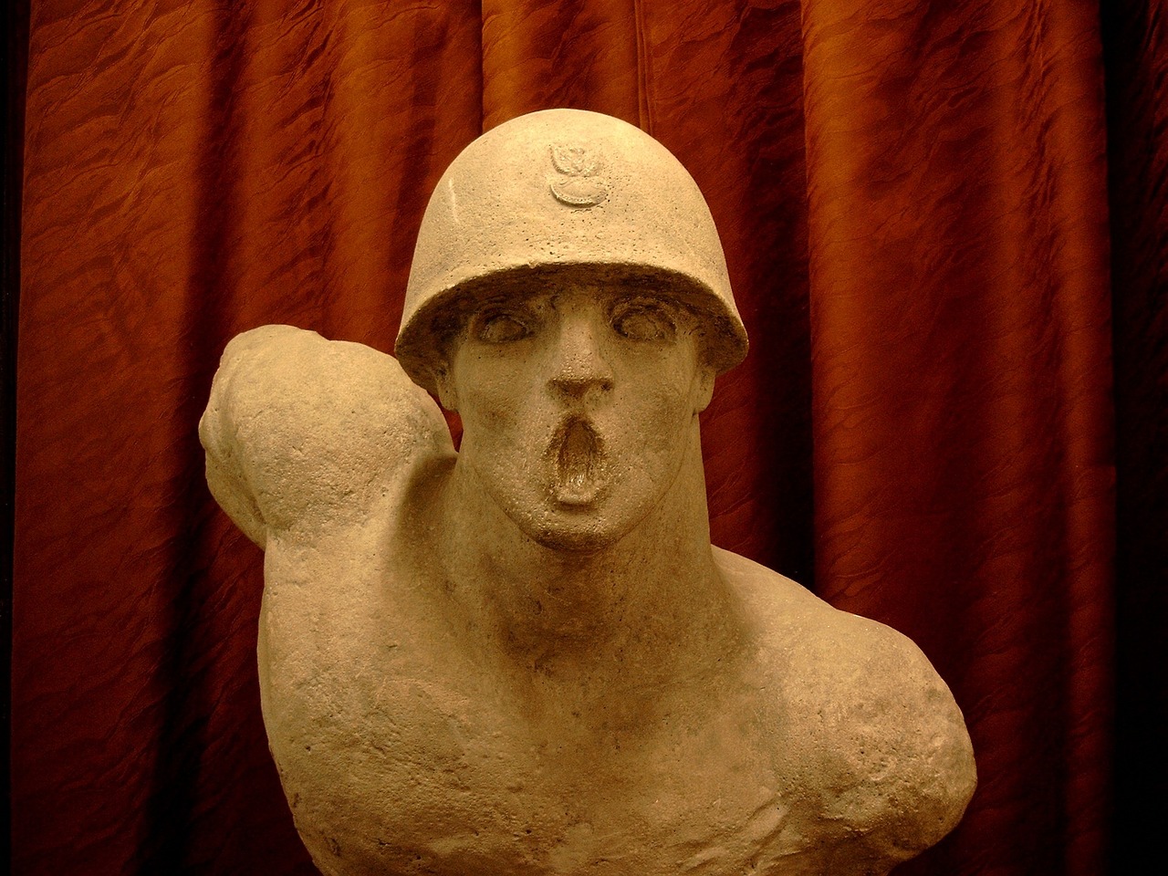 sculpture bust polish soldier free photo