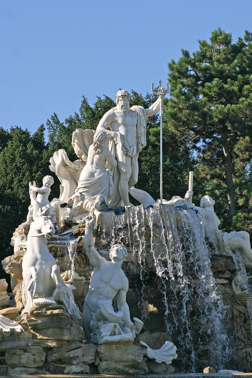 sculpture the fountain of neptune schönbrunn park free photo
