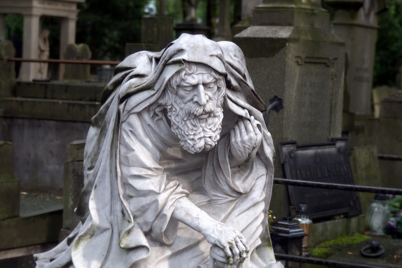 sculpture old man cemetery free photo