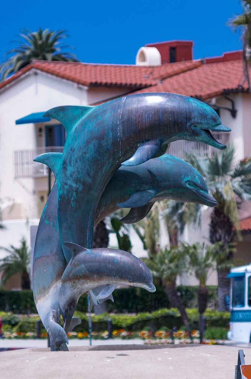 sculpture dolphin landmark free photo