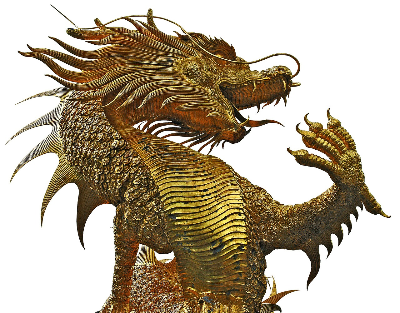sculpture dragons golden free photo