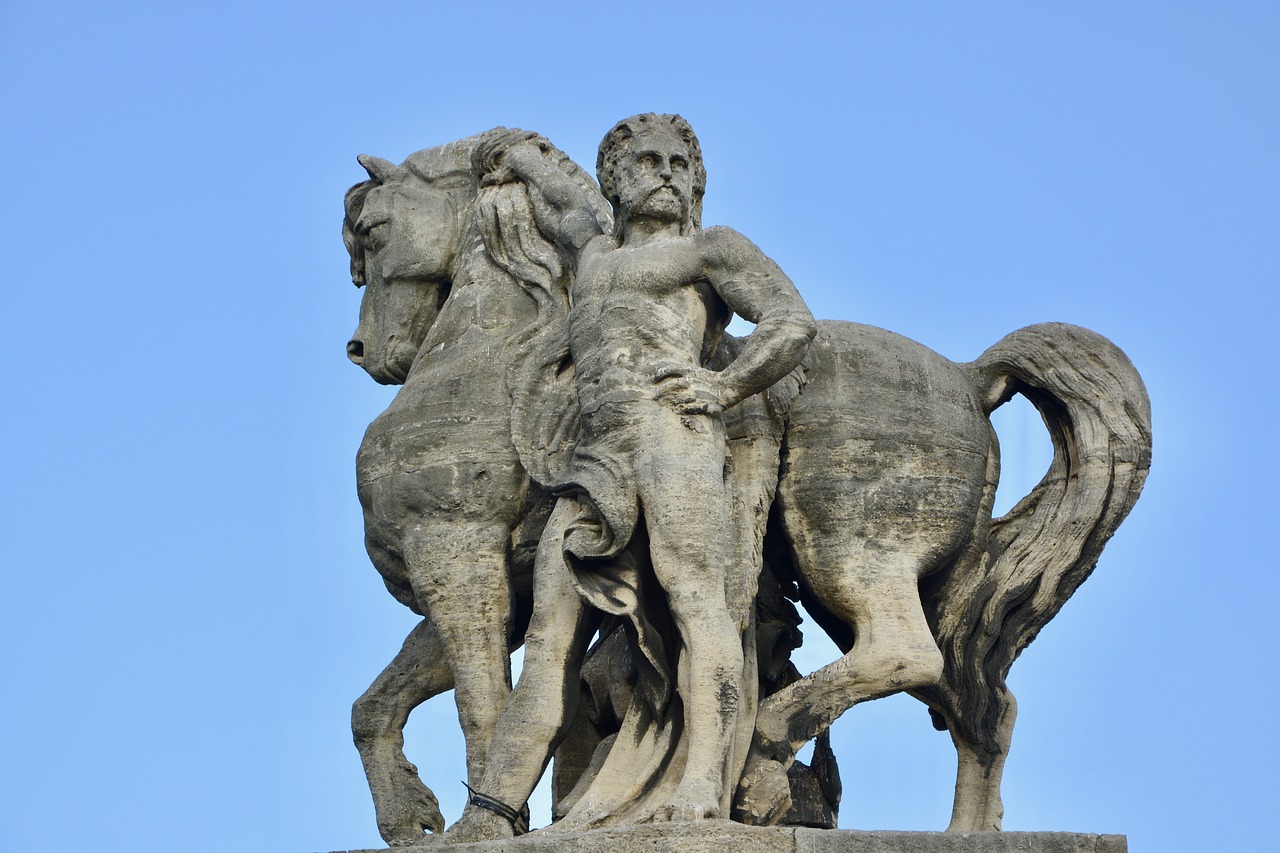 sculpture  sculpture esplanade of the trocadéro  sculpture man horse free photo